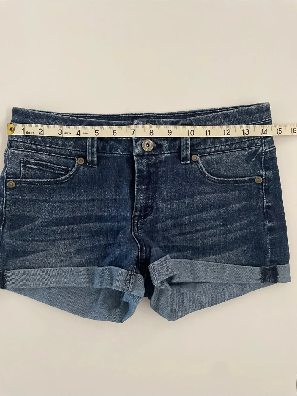 Candie's Dark Wash Low Rise Cuffed Jean Shorts Size 5